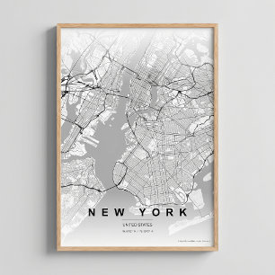Carte de la ville de New York NYC Affiche de Walla