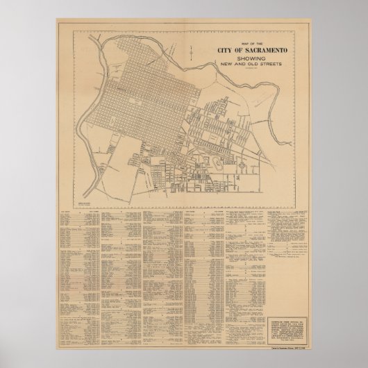 Carte de la ville de Sacramento, 1916 Poster (Devant)