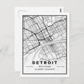 Carte de la ville de voyage de Detroit Michigan US (Devant / Derrière)