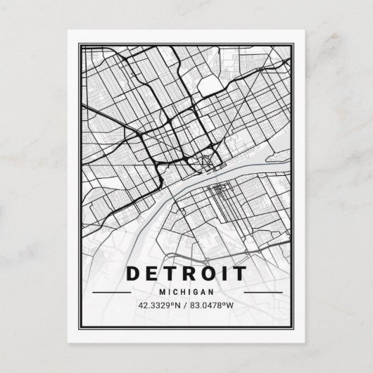 Carte de la ville de voyage de Detroit Michigan US (Devant)