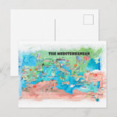 Carte de l'affiche de voyage de la Méditerranée Es (Devant / Derrière)