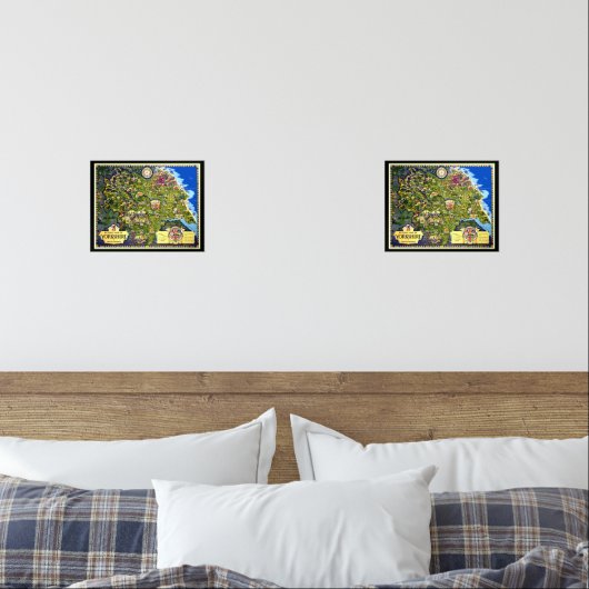 Carte de l'affiche de voyage du Yorkshire (Chambre à coucher)