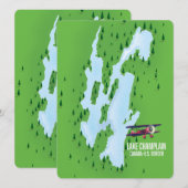 Carte de l'affiche du lac Champlain États-Unis Can (Devant / Derrière)