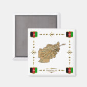 Carte de l'Afghanistan + Magnet des drapeaux (Recto/Verso)