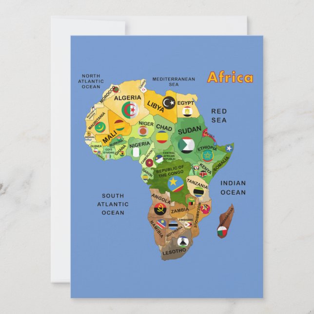 Carte de l'Afrique avec drapeaux (Devant)