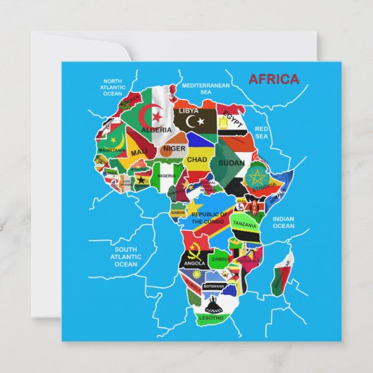 Carte de l'Afrique avec drapeaux (Devant)