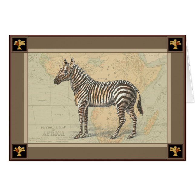 Carte de l'Afrique et un zèbre (Devant horizontal)