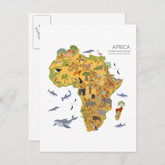 Carte de l'Afrique | Faune et flore (Devant / Derrière)