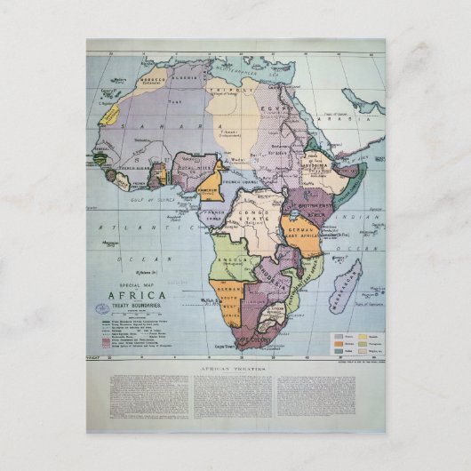 Carte de l'Afrique montrant les limites des traité (Devant)