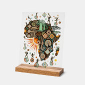 Carte de l'Afrique Motif d'éléments tribaux décora (Angle)