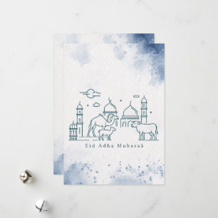 Carte de l'Aïd al-Adha Mosquée et Animaux en Ligne