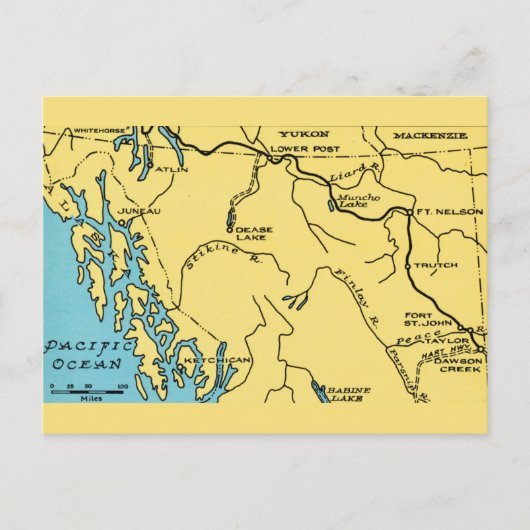 Carte de l'Alaska Carte Postale Vintage (Devant)