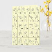 Carte de l'alphabet A à Z de la langue des signes (Fleur jaune)