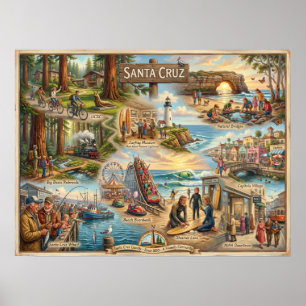 Carte de l'ambiance de Santa Cruz – Impression d'a