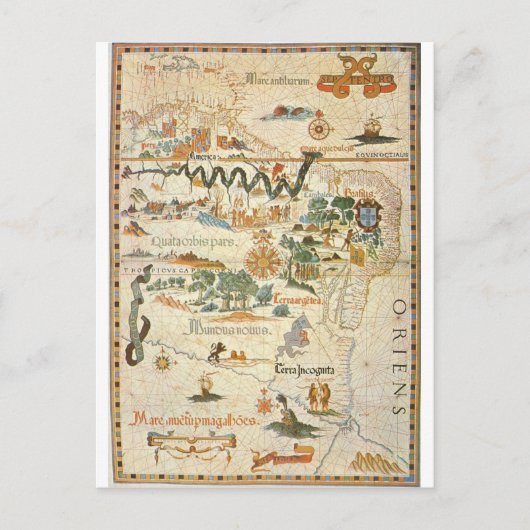 Carte de l'Amérique du Sud 1558 Postcard (Devant)