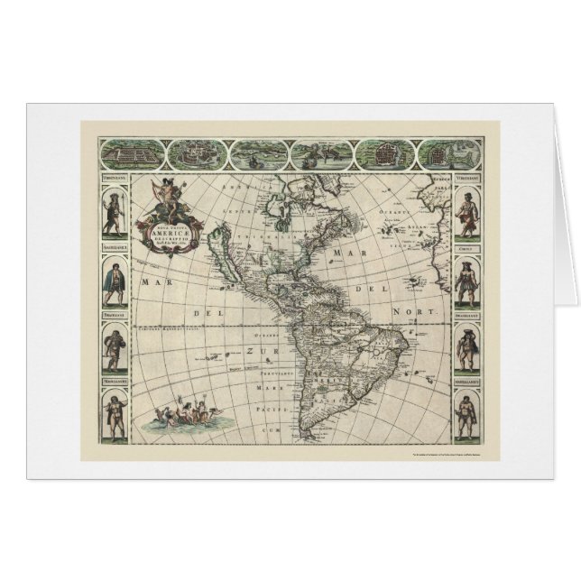 Carte de l'Amérique par Frederick de Wit 1660 (Devant horizontal)