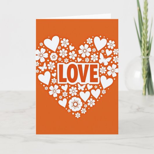 Carte de l'amour romantique cœurs fleurs (Devant)
