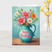 Carte de lanceur floral joyeux (Fleur jaune)