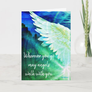 Carte de l'ange gardien bleu - Les anges marchent