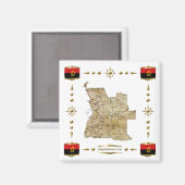 Carte de l'Angola + Magnet des drapeaux (Recto/Verso)