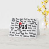 Carte de langue étrangère Papa Word Cloud (Fleur jaune)