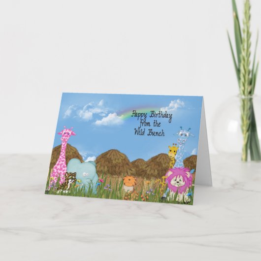 Carte De l'anniversaire d'une jungle de groupe (Devant)