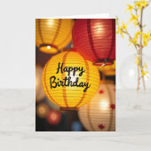 Carte de Lanterne de Joyeux Anniversaire (Fleur jaune)