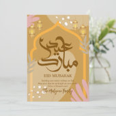 Carte de lanternes Eid Mubarak pastel abstraite (Debout devant)