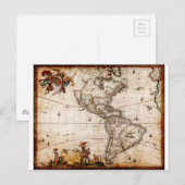 Carte de l'Antique Amérique du Nord et du Sud (Devant / Derrière)