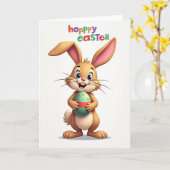 Carte de Lapin à Points et à Rayures (Fleur jaune)
