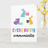 Carte de lapin AAC Pâques 'Chaque lapin communique (Fleur jaune)