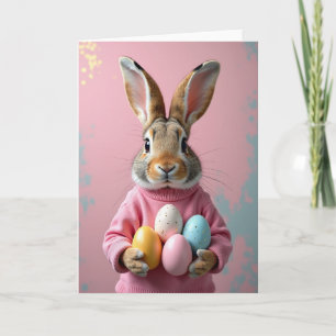 Carte de Lapin avec Œufs Pastel