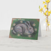 Carte de lapin bunny doux et blanc mignon (Fleur jaune)