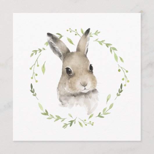Carte de lapin d'aquarelle d'animal forestier (Devant)