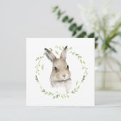 Carte de lapin d'aquarelle d'animal forestier (Debout devant)