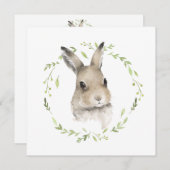 Carte de lapin d'aquarelle d'animal forestier (Devant / Derrière)