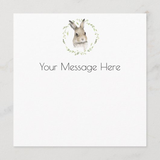 Carte de lapin d'aquarelle d'animal forestier (Dos)