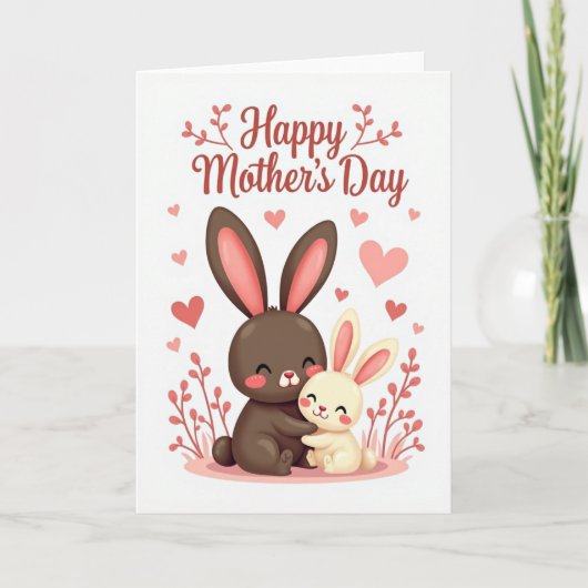 Carte de lapin de la fête des mères adorée (Devant)
