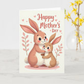 Carte de lapin de la fête des mères la plus douce (Fleur jaune)