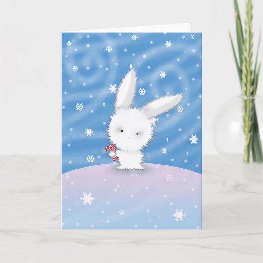 Carte de Lapin de Noël Bunny de Neige (Devant)