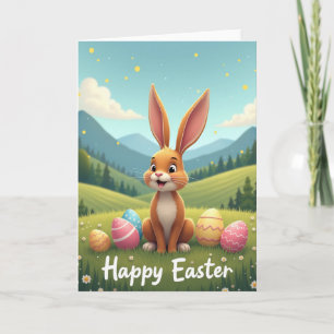 Carte de Lapin de Pâques en Or Faux
