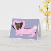 Carte de lapin de Pâques teckel noir et feu (Fleur jaune)