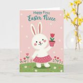 Carte de Lapin de Première Occasion (Fleur jaune)
