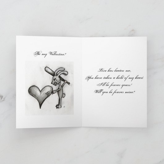 Carte de lapin de Valentine (blanche) (Intérieur)