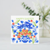 Carte de lapin Delft et Tulips (Debout devant)