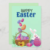 Carte de lapin d'oeuf de Pâques mignonne (Devant / Derrière)