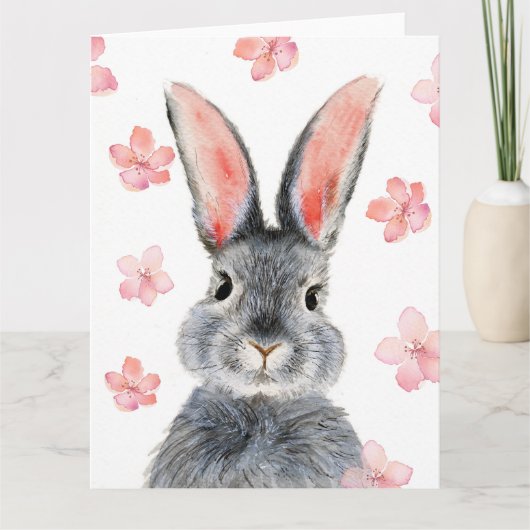 Carte de Lapin en Fleur (Devant)