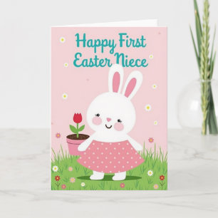 Carte de lapin et de fleur printanière