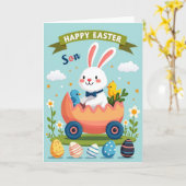 Carte de Lapin Joie de Printemps (Fleur jaune)