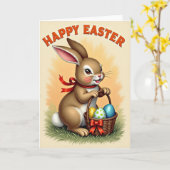 Carte de Lapin Joyeux Printemps (Fleur jaune)